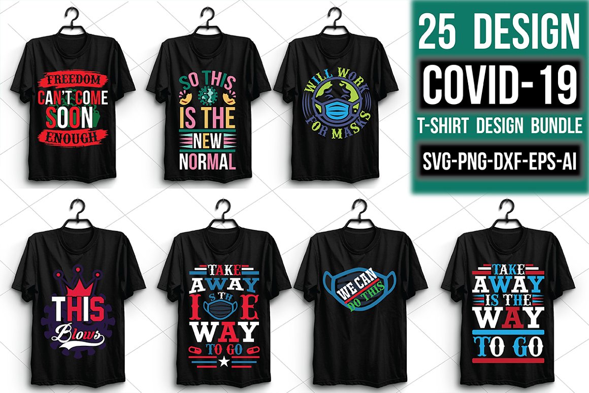 7 Covid-19 T-Shirt Design Bundle.