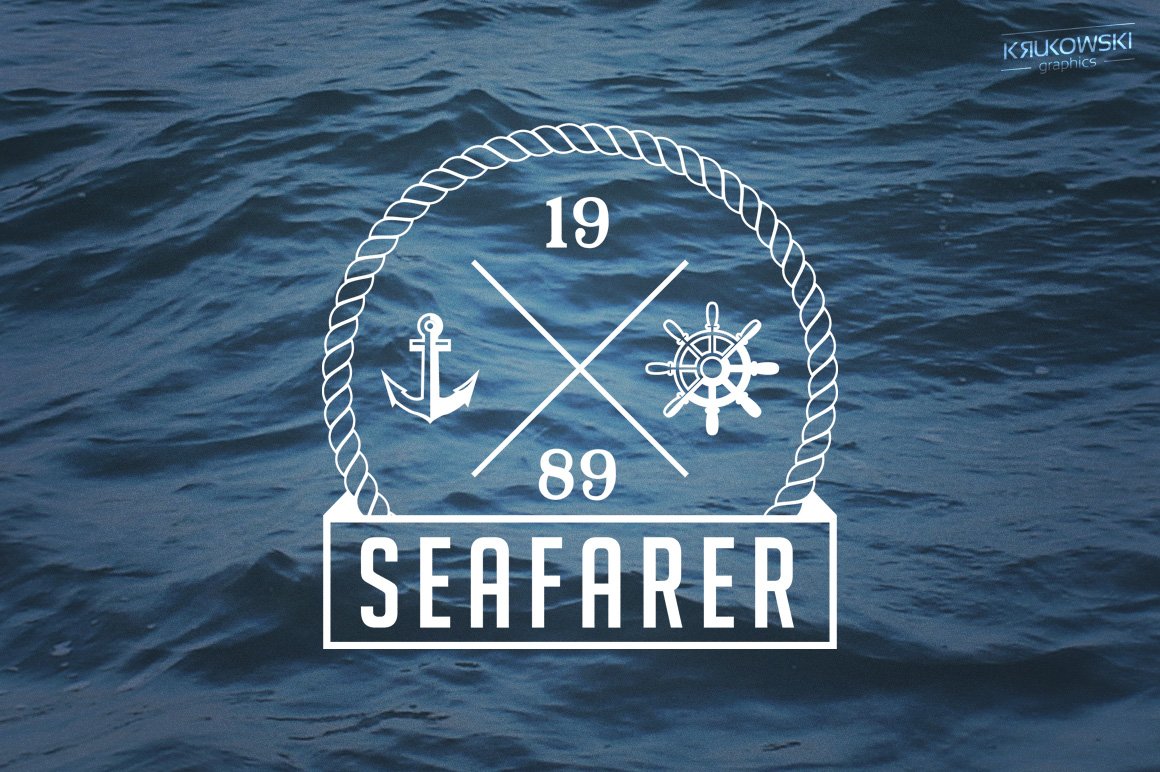 SEA BACKGROUND WITH A WHITE NAVY LOGO.