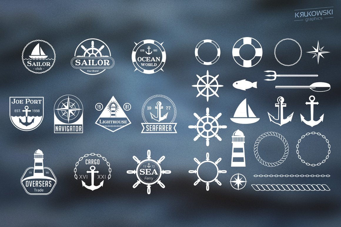 Diverse of white navy logos.