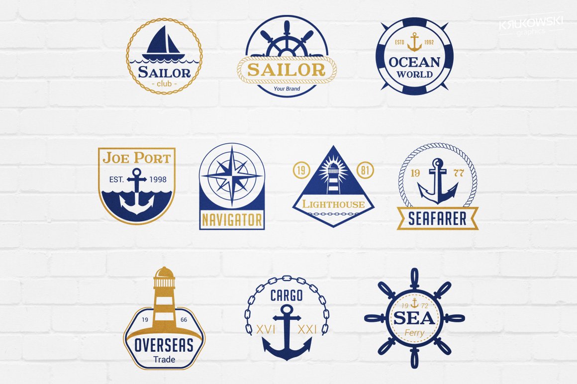 Bicolor navy elements for creating nice logos.