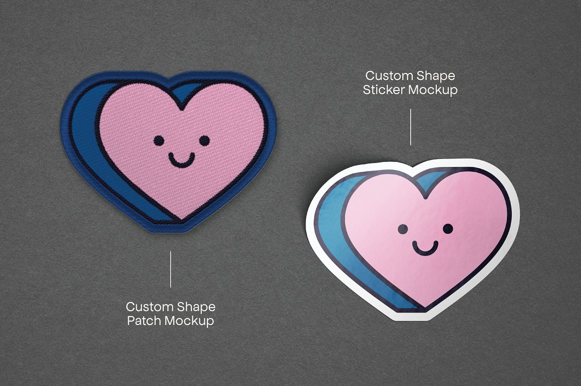 Enchanting image of a patch sticker in the form of a heart shape