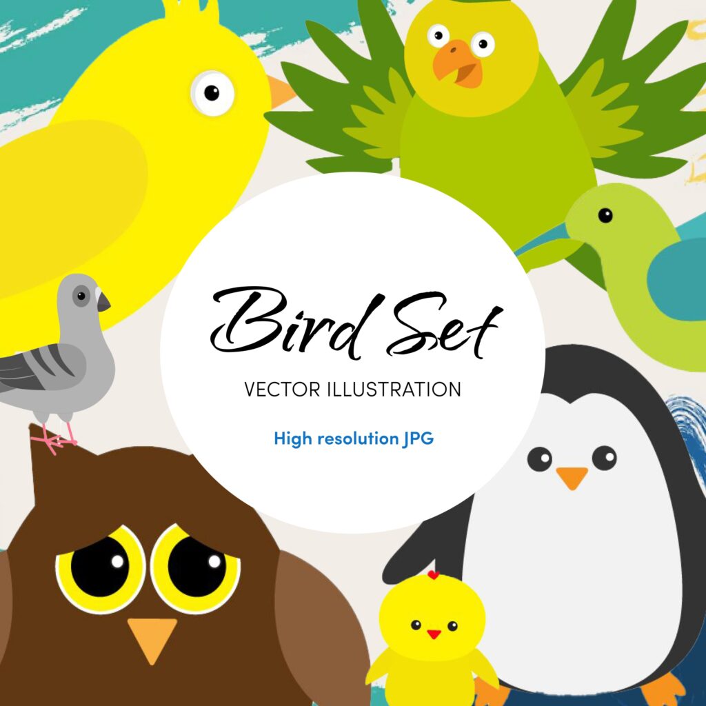 Cute Cartoon Bird Set. Vector Illustration – MasterBundles