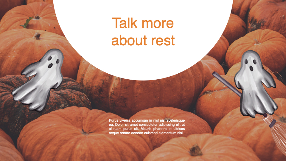 Minimalistic slide with pumpkins background and small text section.