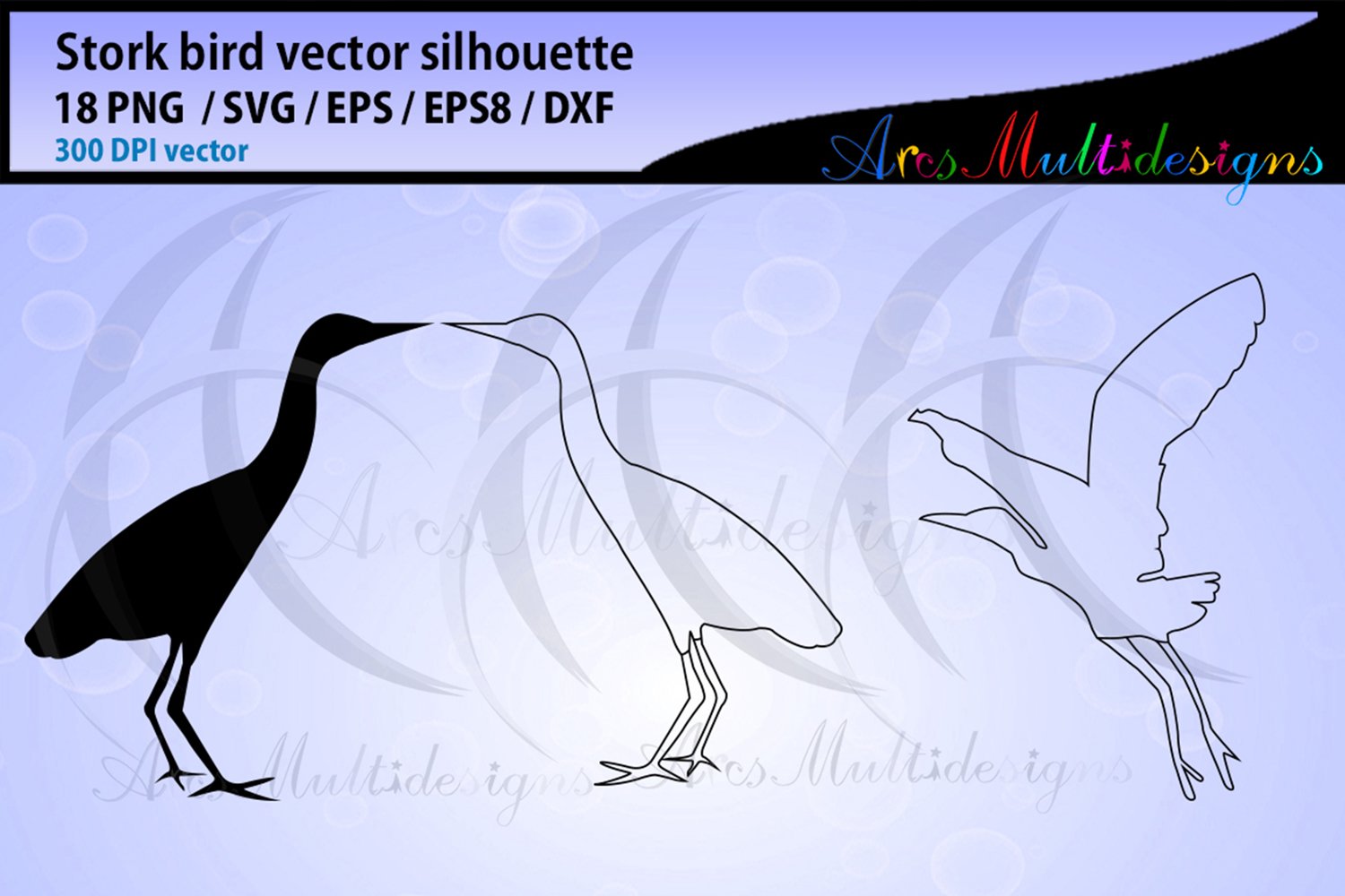 Stork bird silhouette svg Created By ArcsMultidesignsShop.