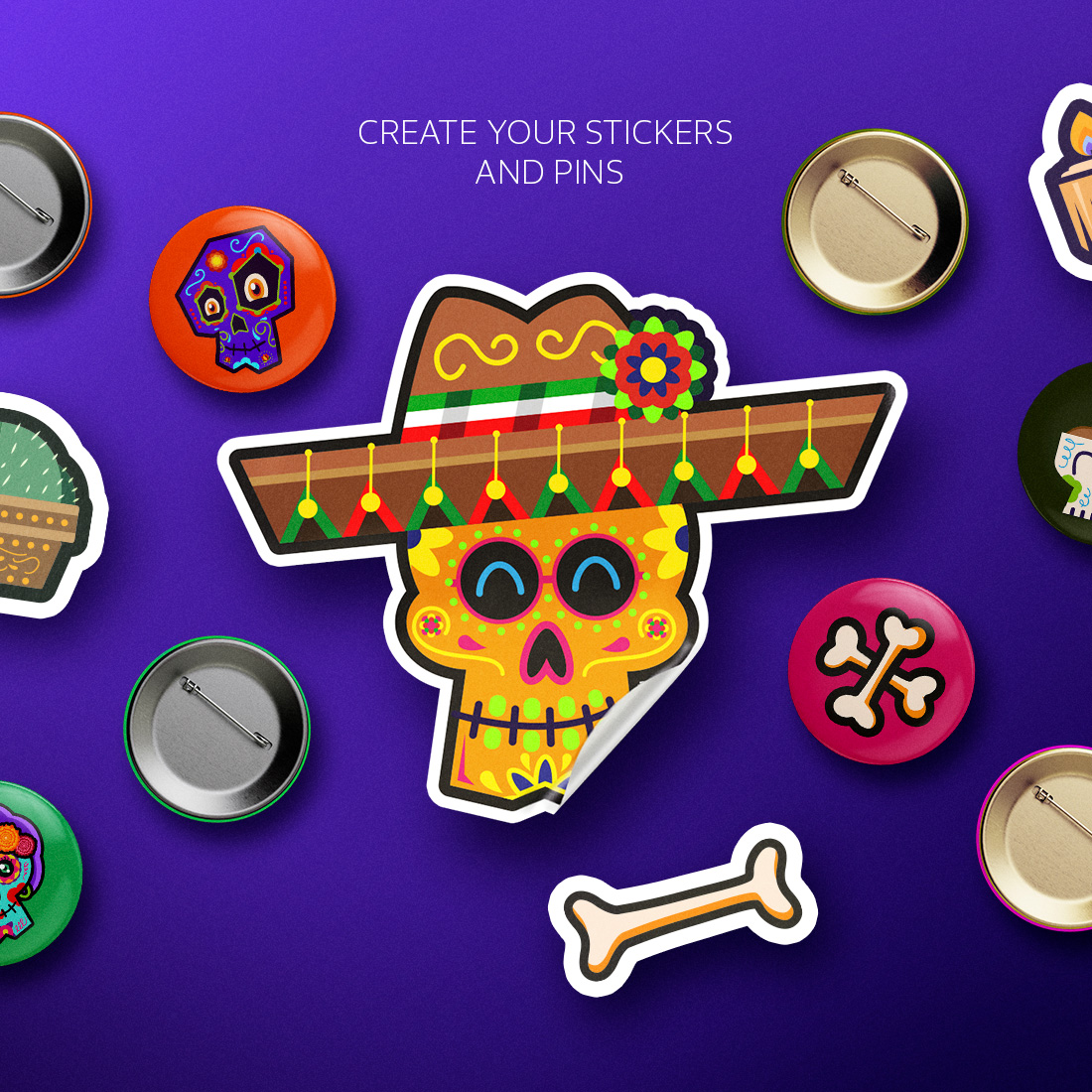 Day of The Dead Elements Pattern Illustration Preview image.
