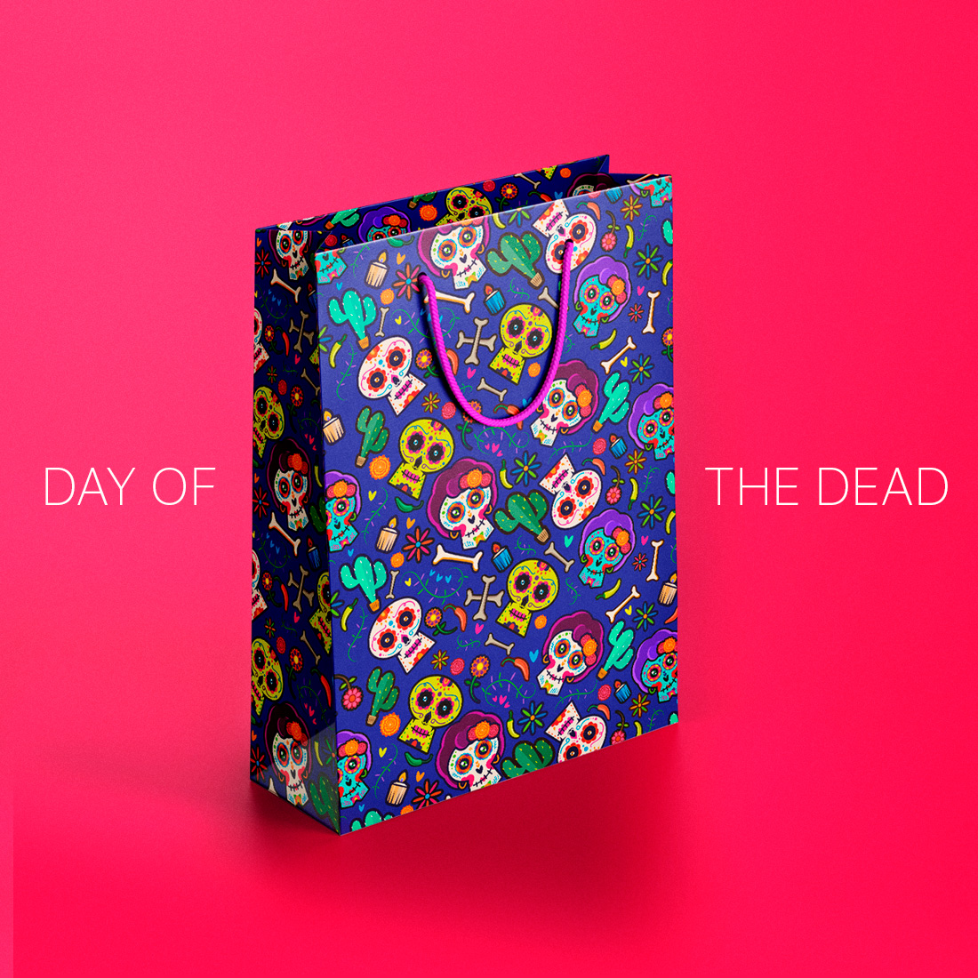 Day of The Dead Pocket Pattern Illustration Preview image.