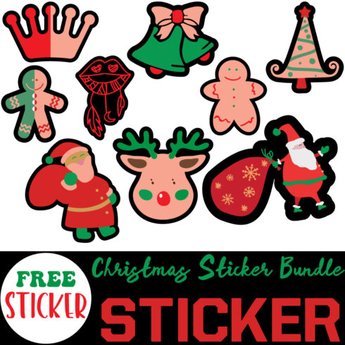 Free Printable Sticker Christmas Bundle cover image.