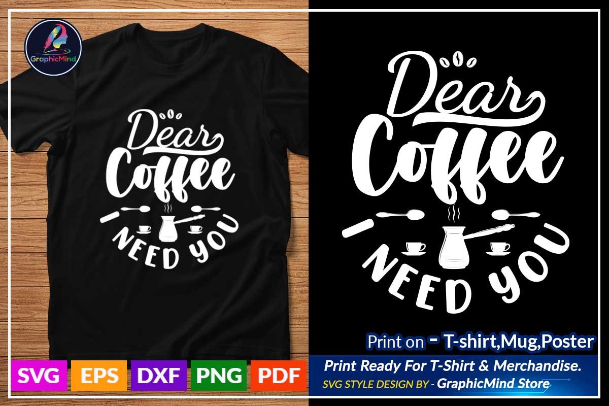 Classic black t-shirt with white coffee lettering.