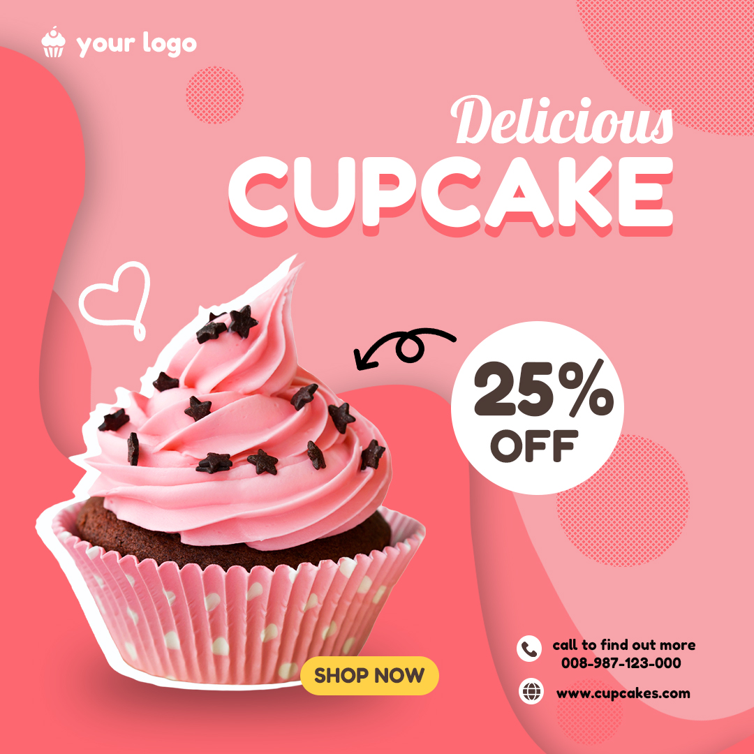 Cupcakes Social Media Post Bundle pink.
