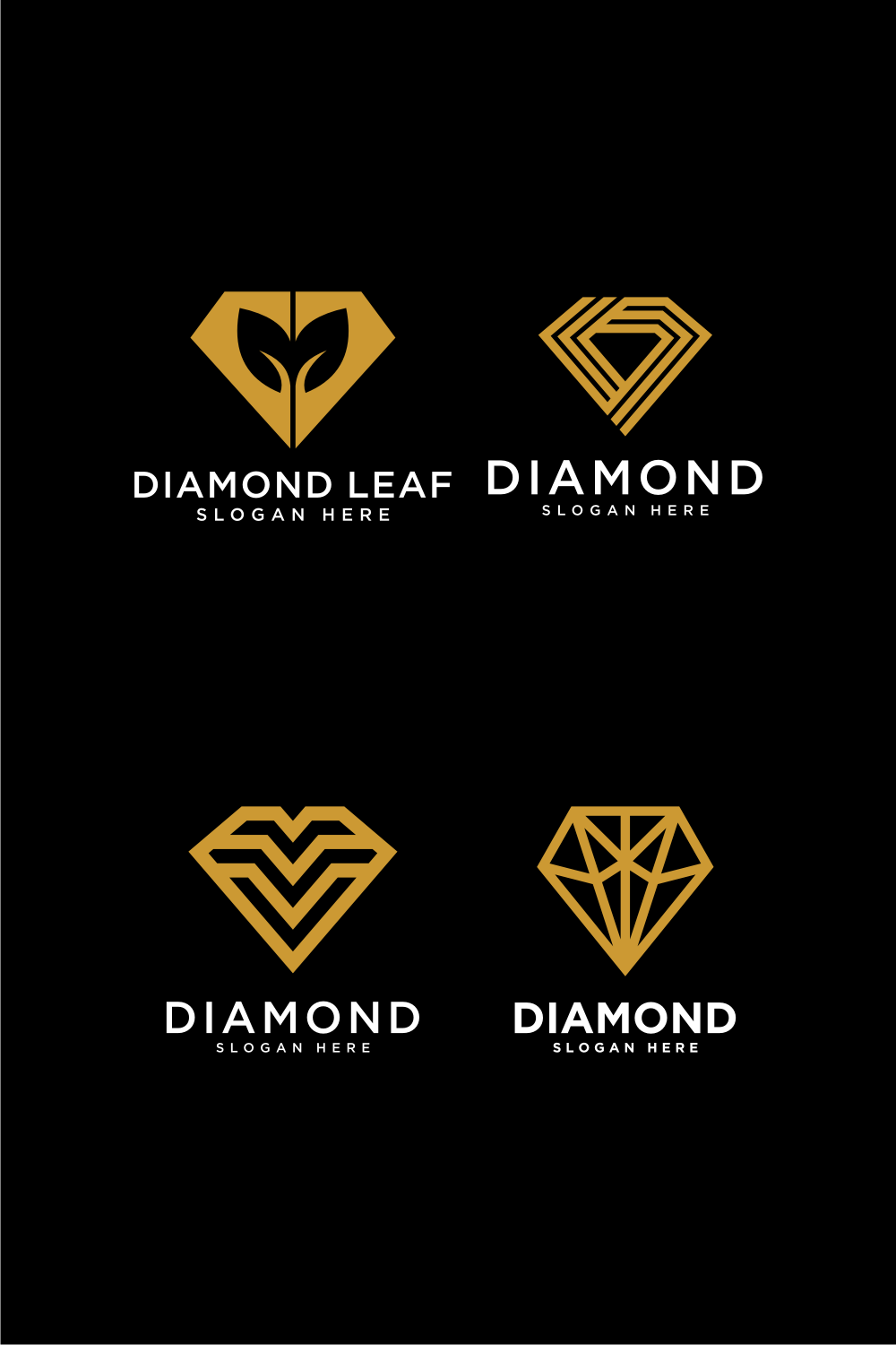 Set of Diamond Logo Vector Design pinterest image.