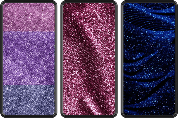 3 Iphone Mockup with different images glitter.