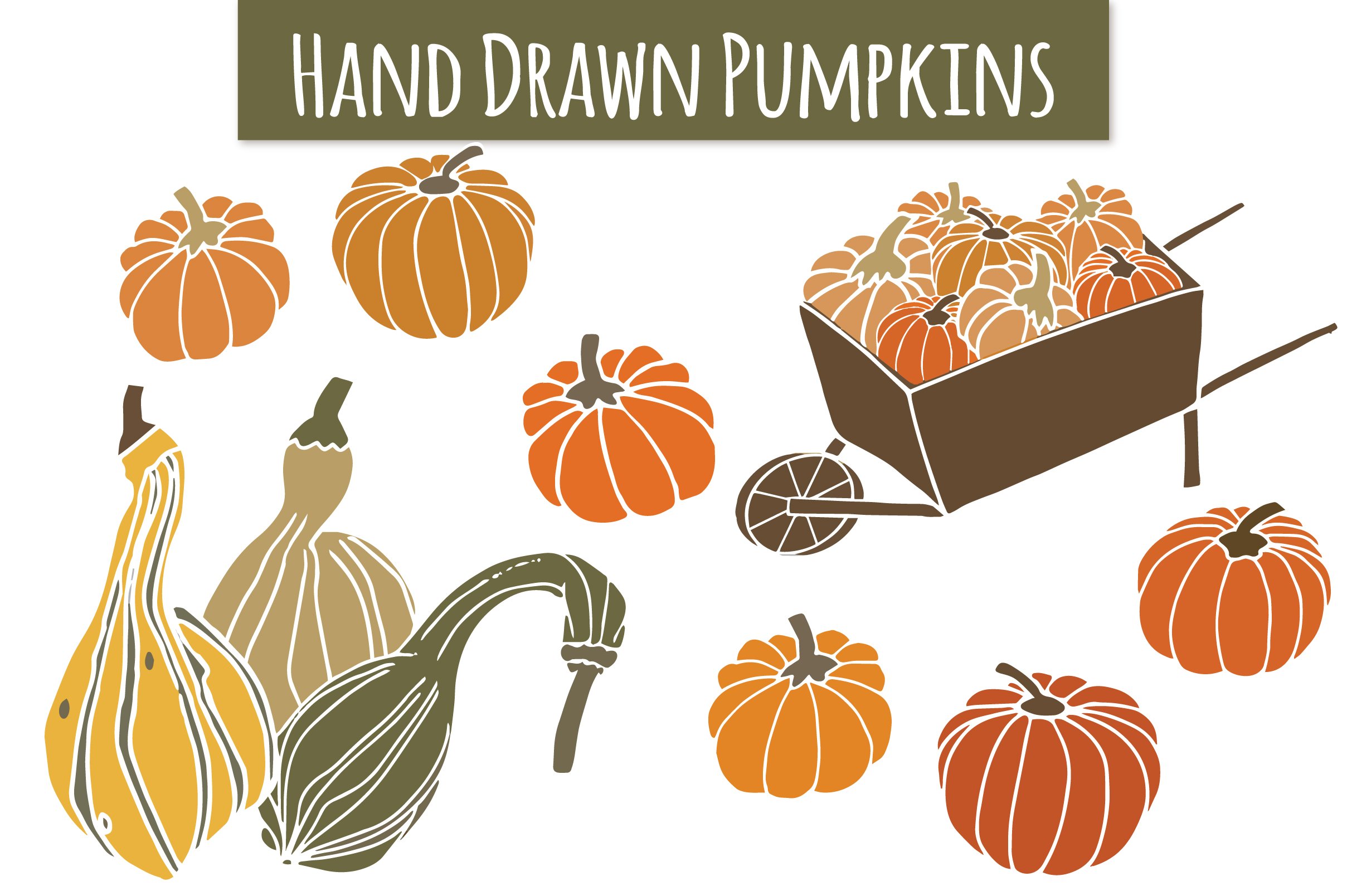 Hand drawn warm pumpkins.