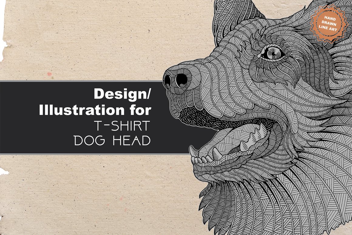 Hand drawn dog illustration for t-shirt.