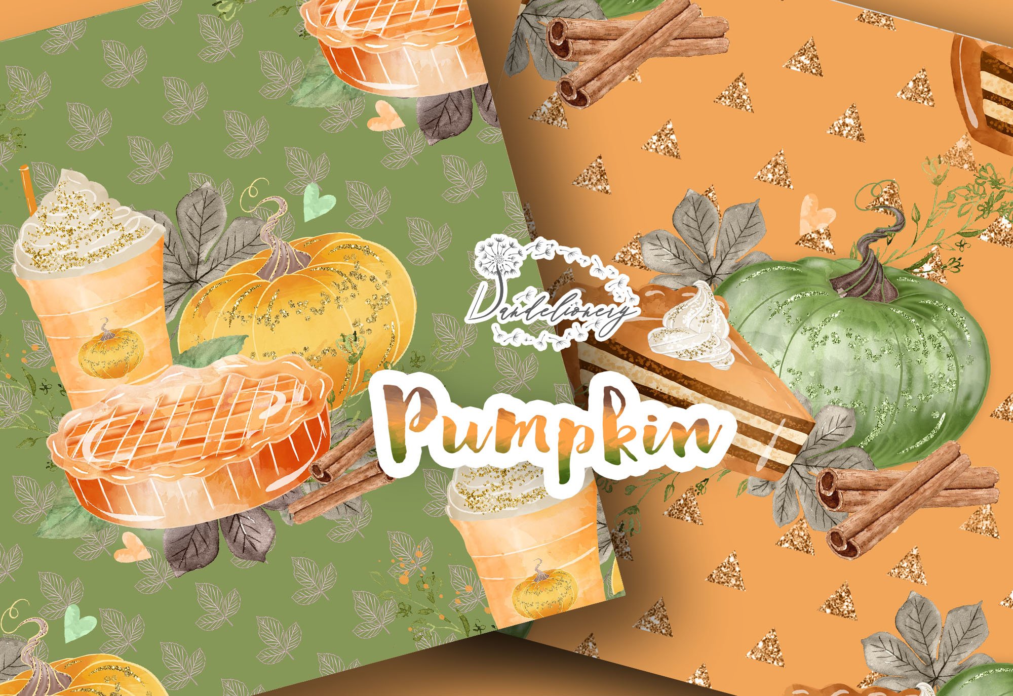 Green and orange patterns with Thanksgiving elements.