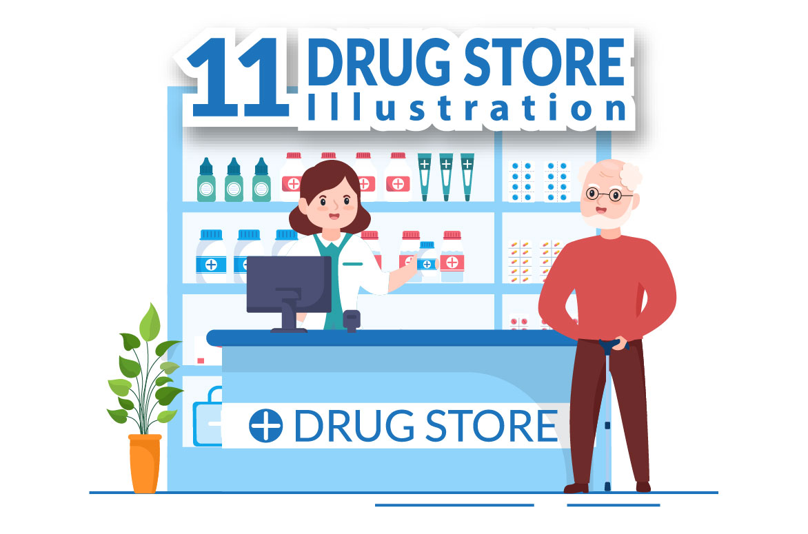 Drug Store Illustration Facebook image.