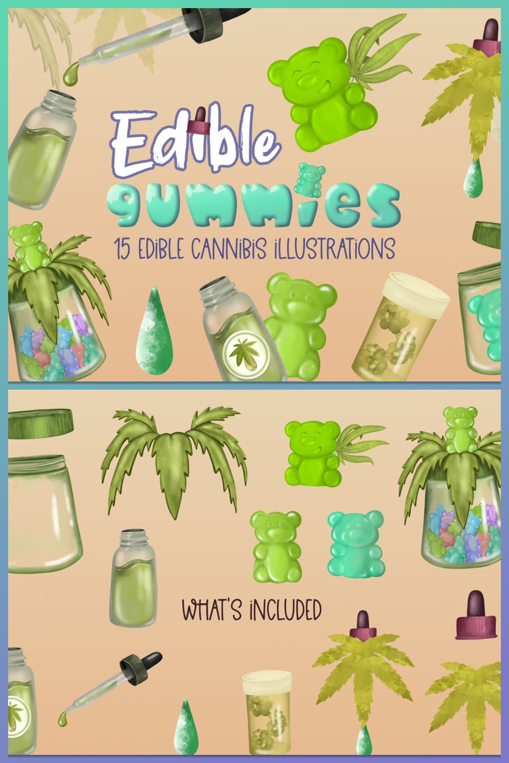 Edible Cannibis Illustration Clipart - pinterest image preview.