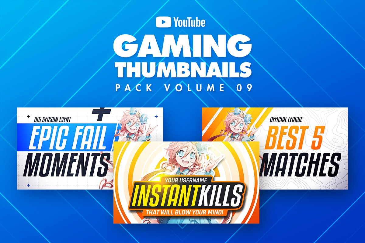 Cover image of Gaming Youtube Thumbnails Pack 09.