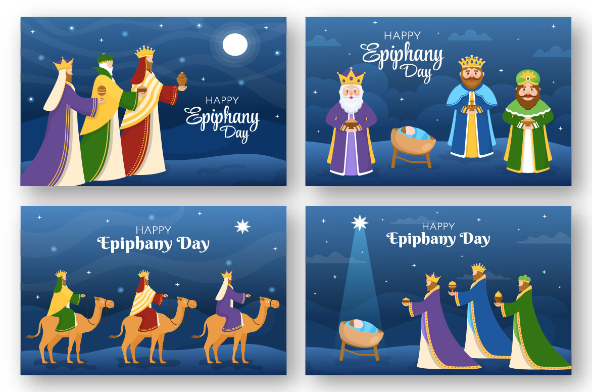 11 Happy Epiphany Day Illustration on dark background.