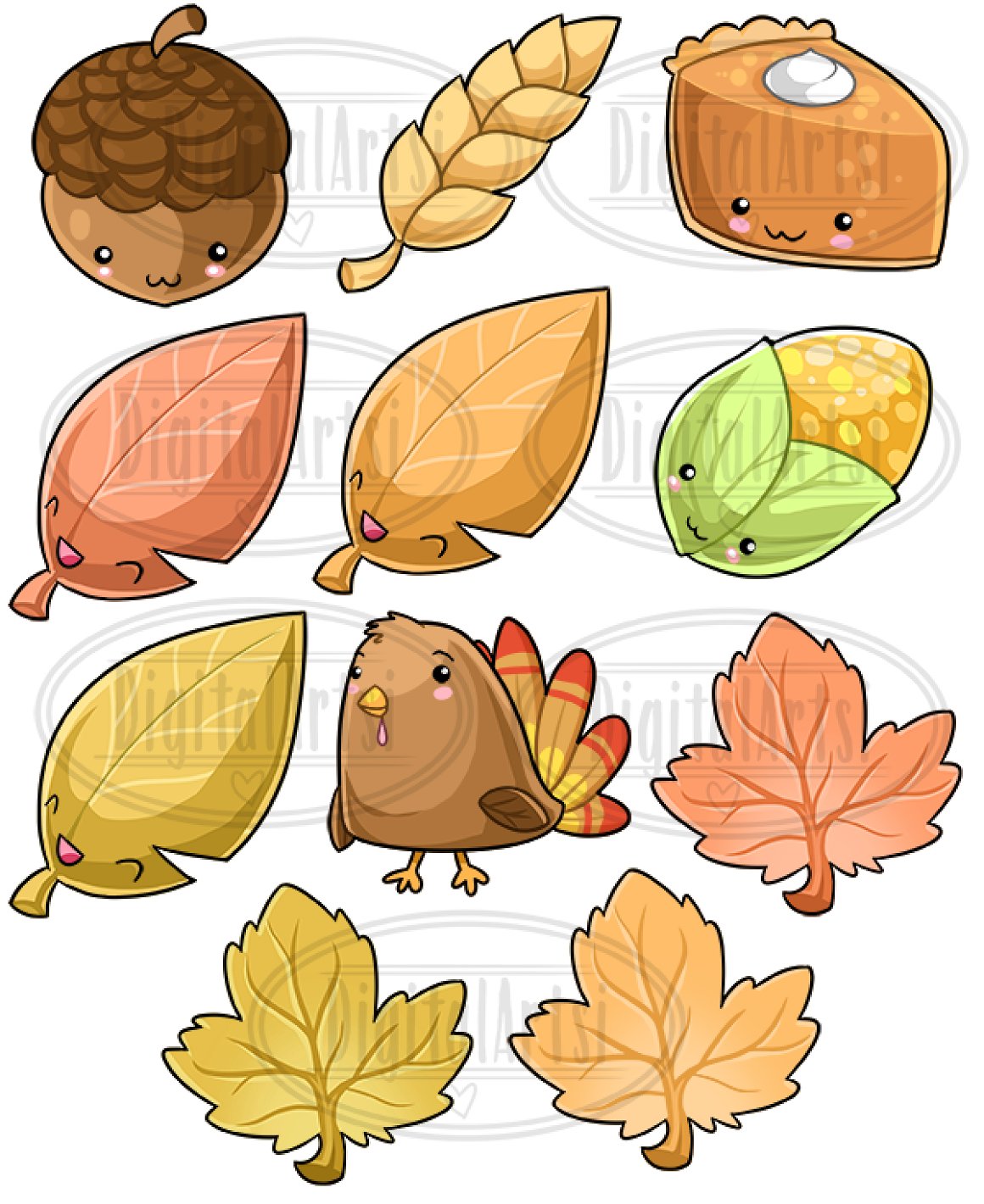 Funny autumn illustration with a small animals.