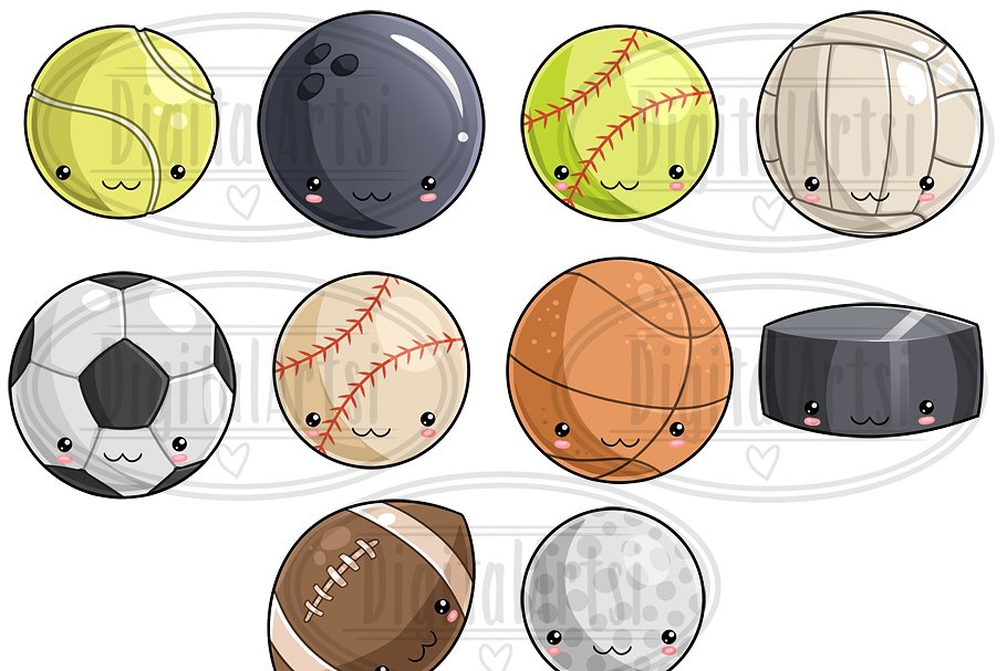Cute balls for sport games.