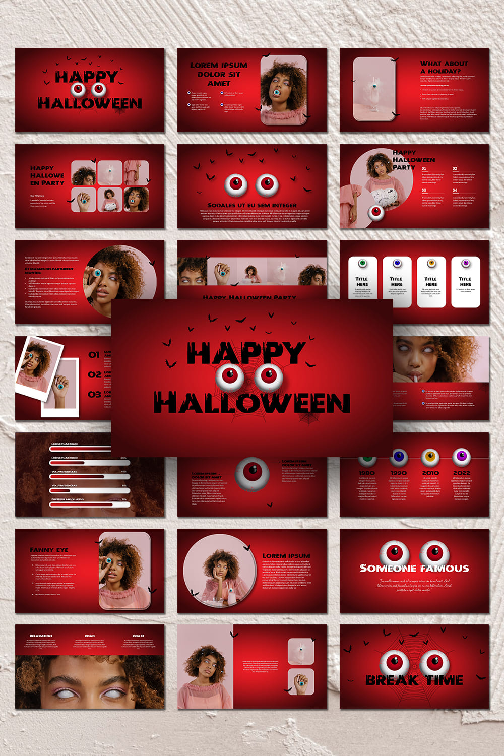 eye ball halloween themed powerpoint template 1000x1500
