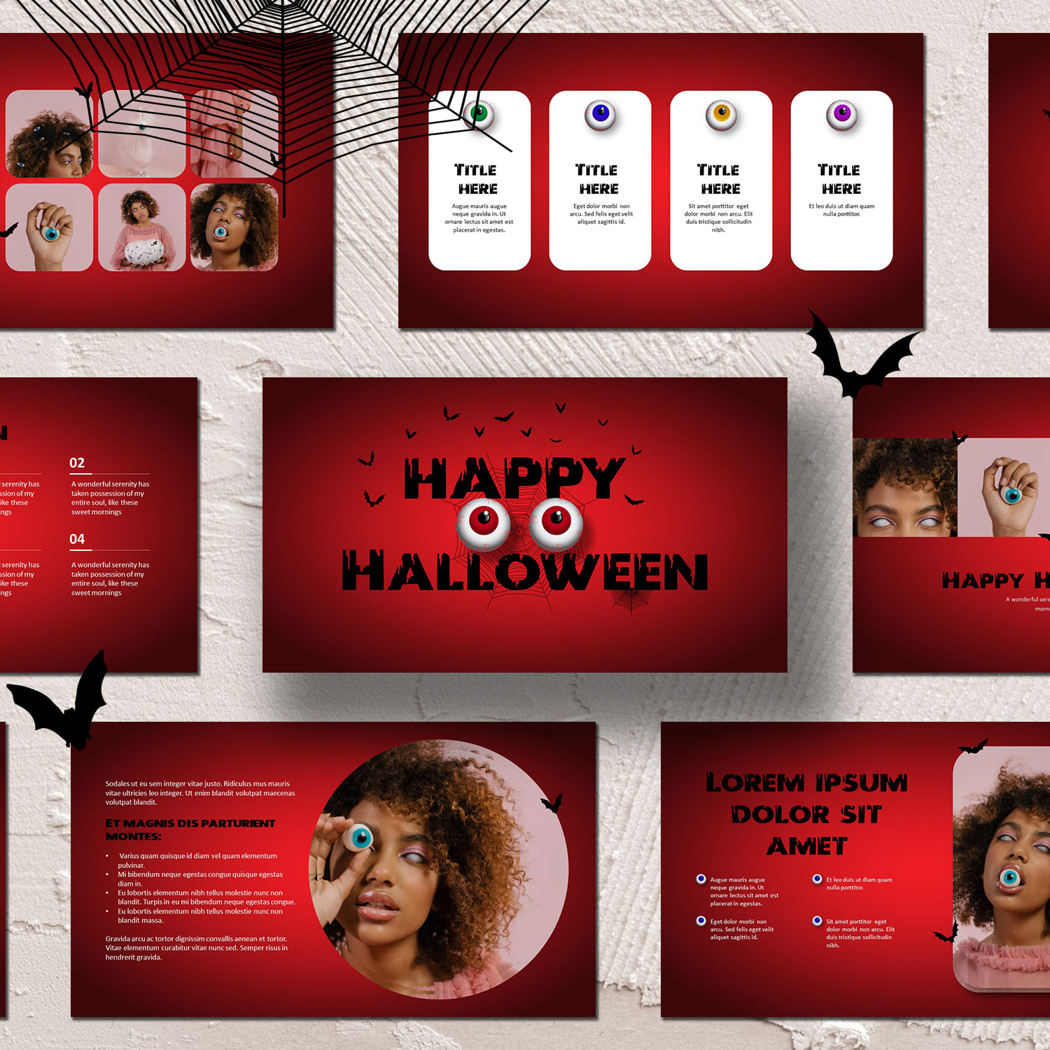 eye ball halloween themed powerpoint template cover.