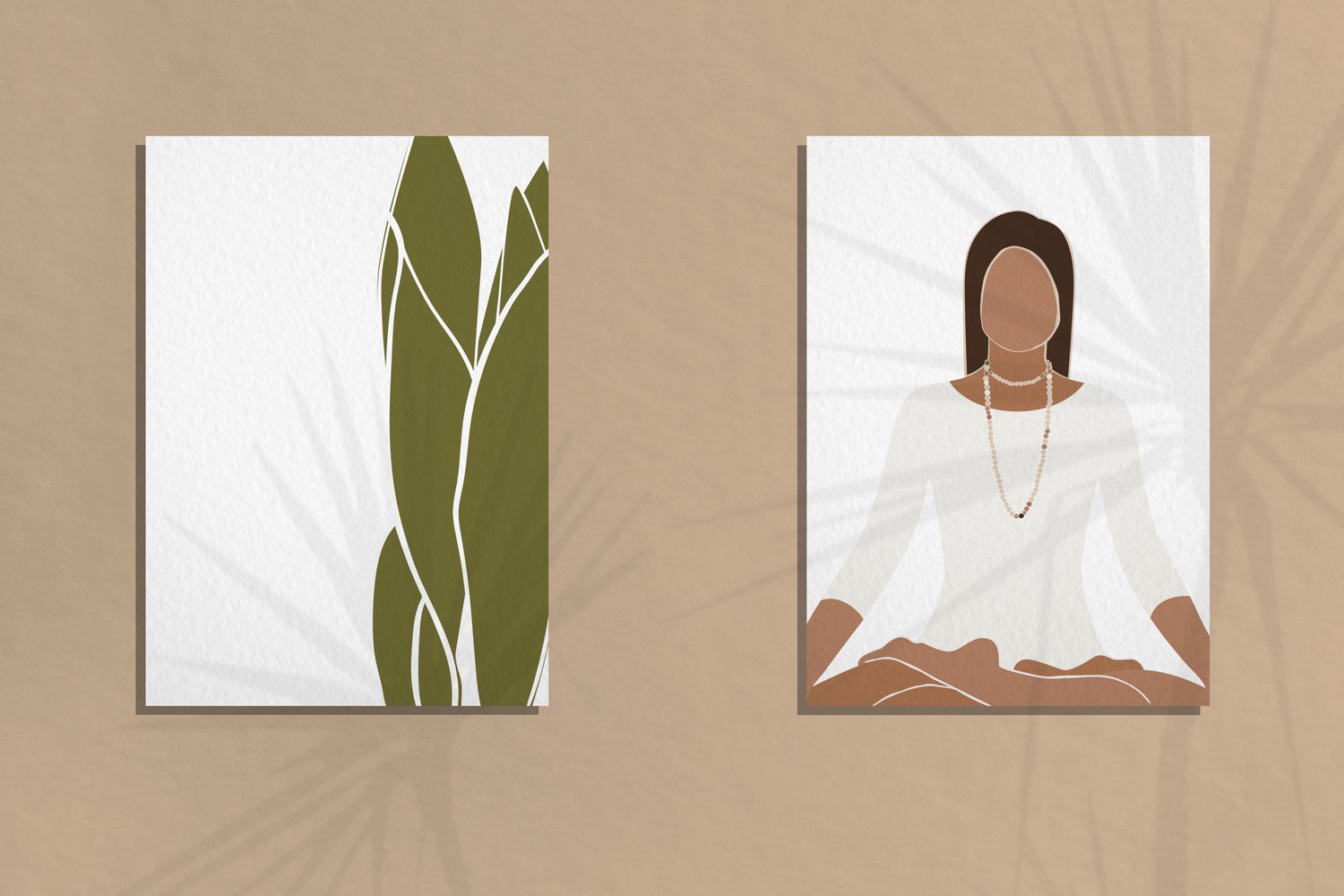 Images with yoga girl and plant.