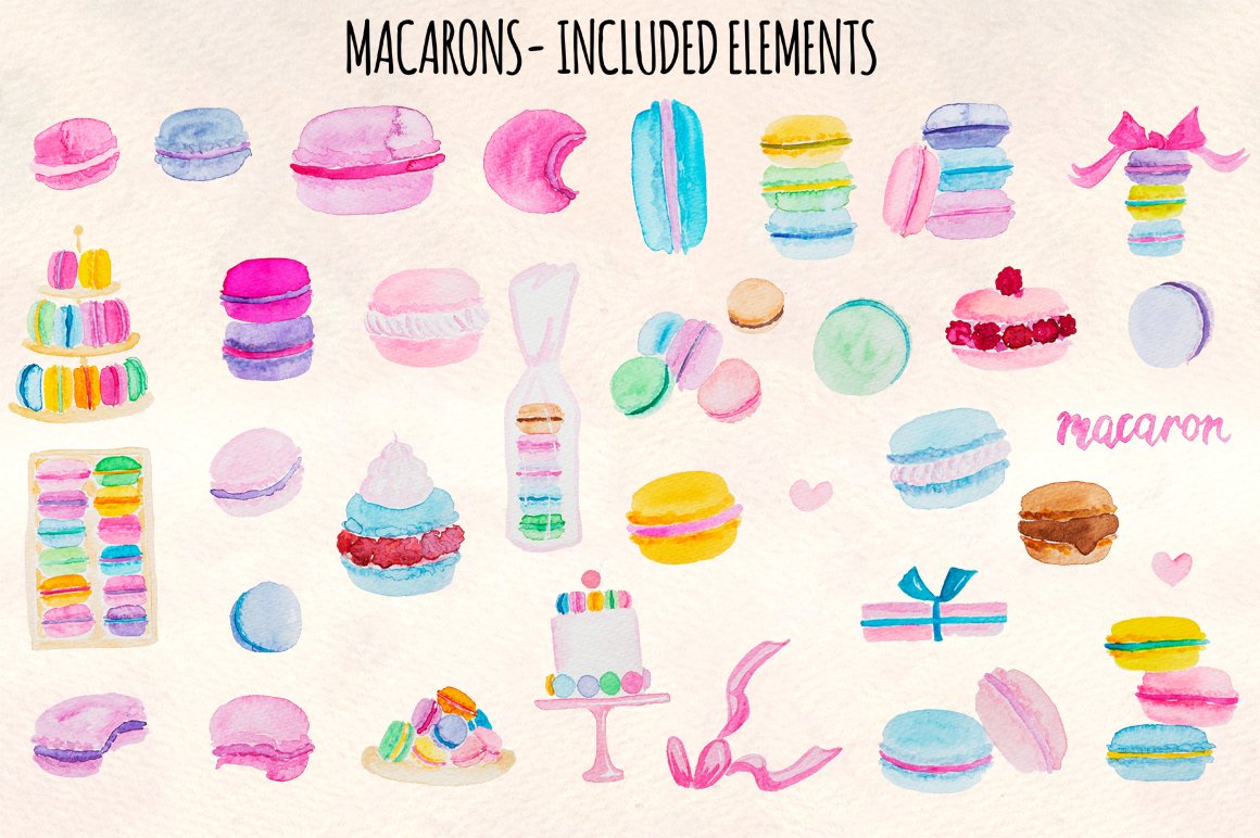 Diverse of elements for macaroon illustration.