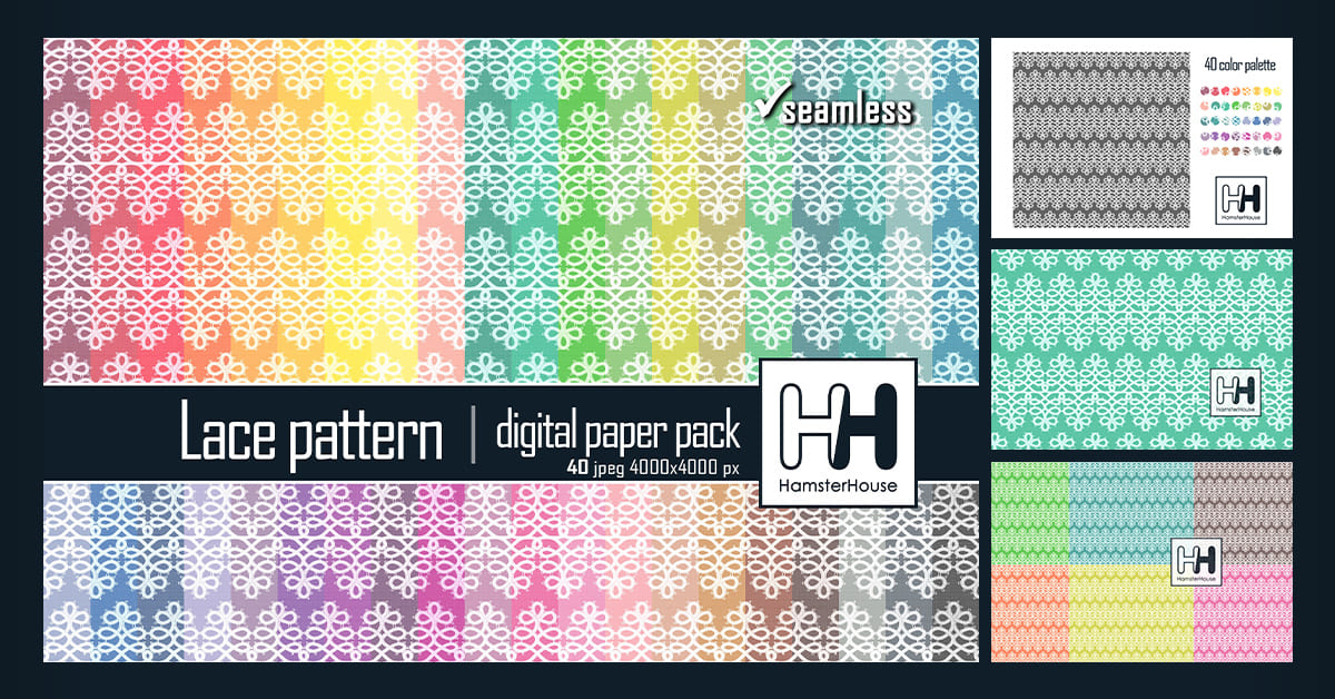 Lace Pattern Digital Paper Pack, 40 Colors - Facebook.