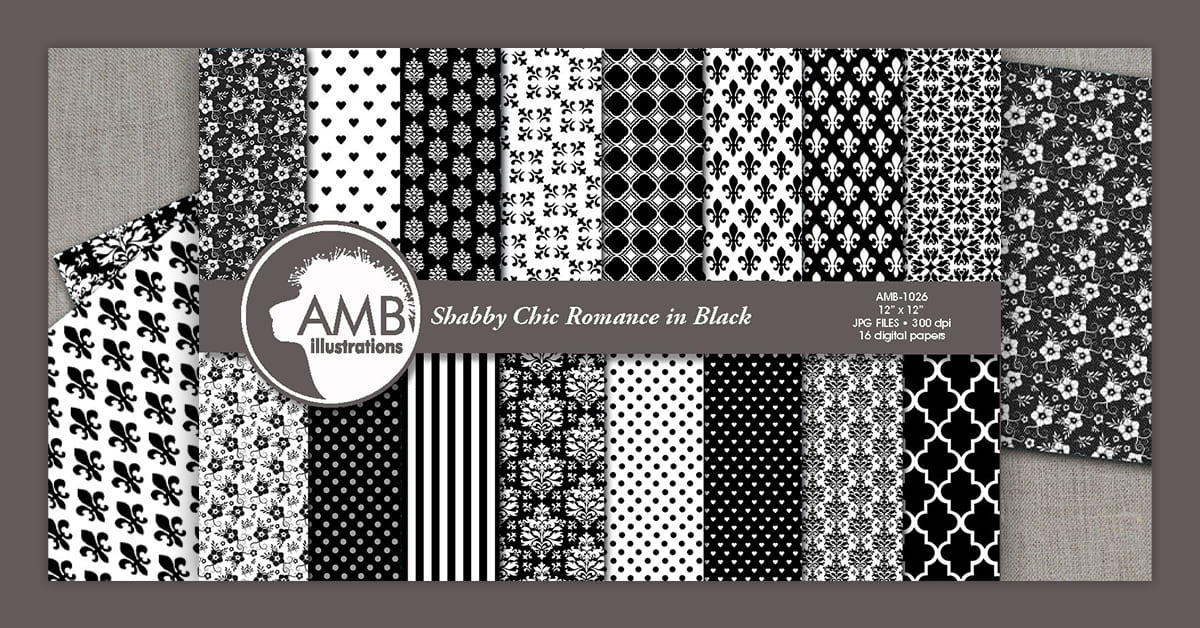 Shabby Chic Black Lace Papers AMB-1026 - Facebook.