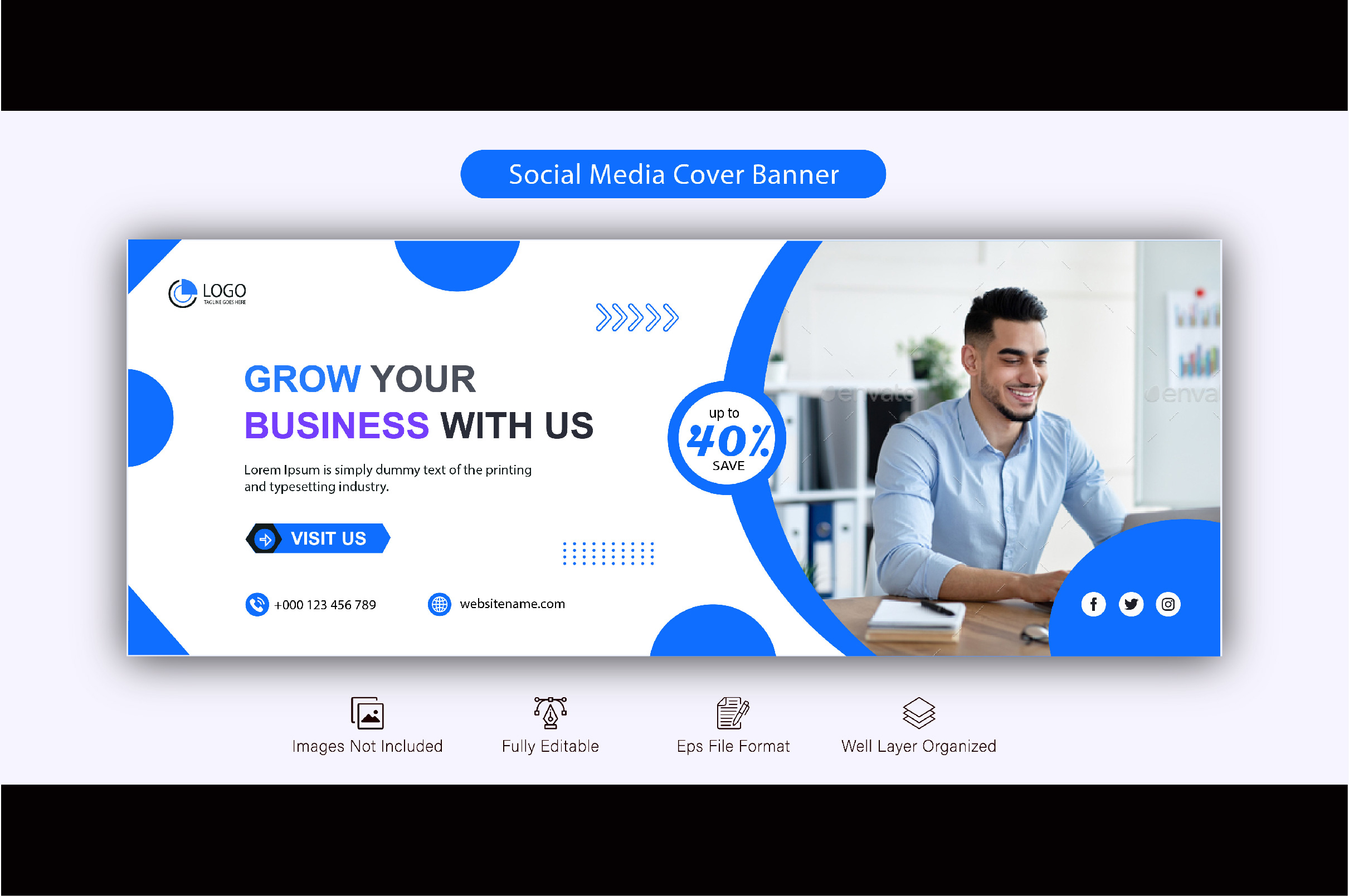 Facebook Cover Banner Design Bundle 03, grow your business.
