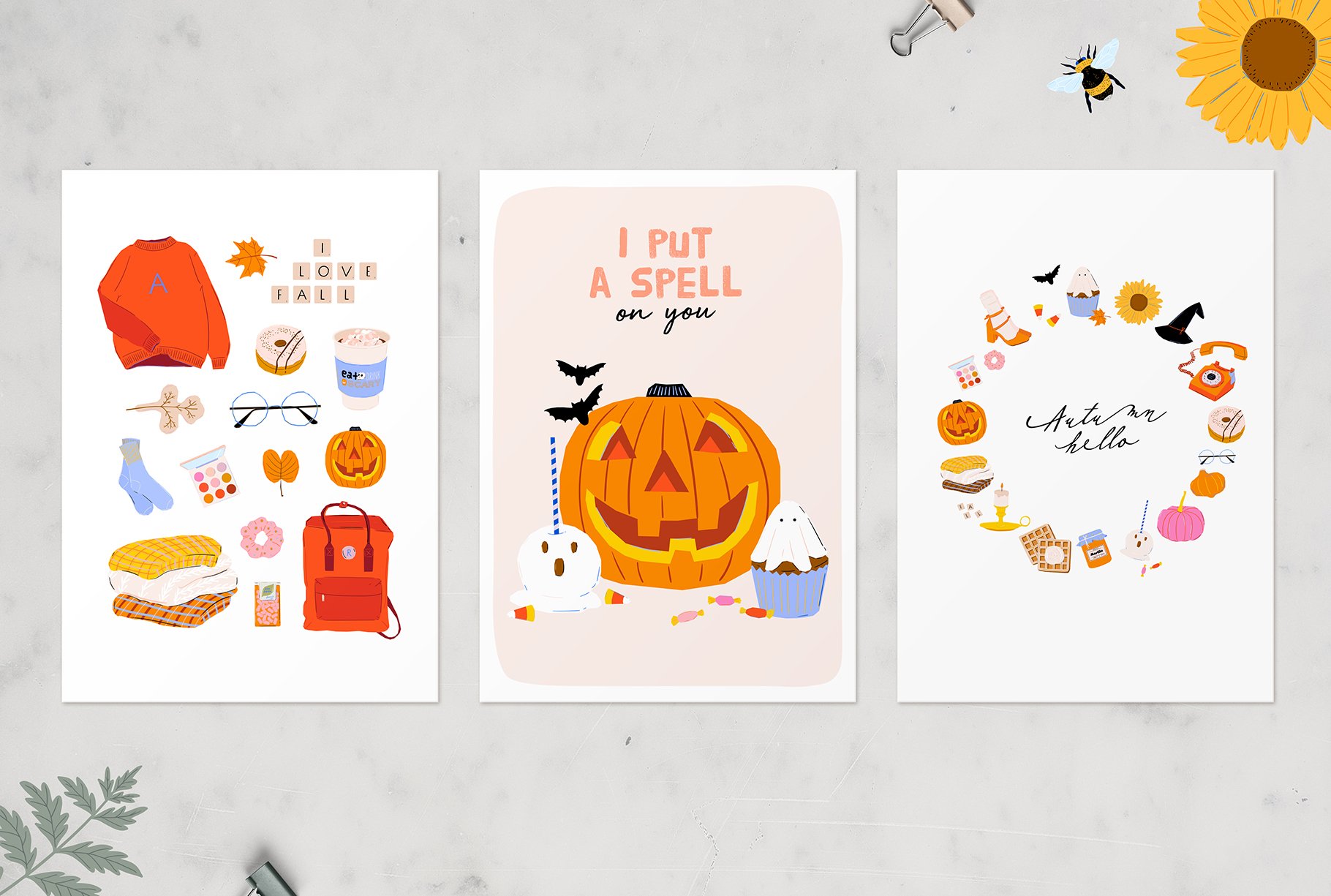 Some cards for Halloween or other autumn holidays.