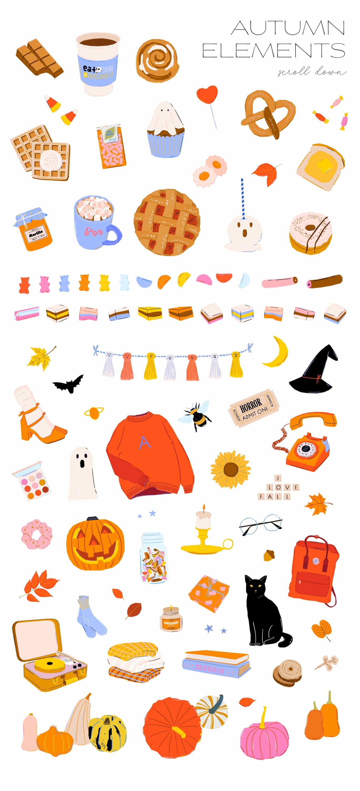 Small elements for interesting and warm fall illustrations.