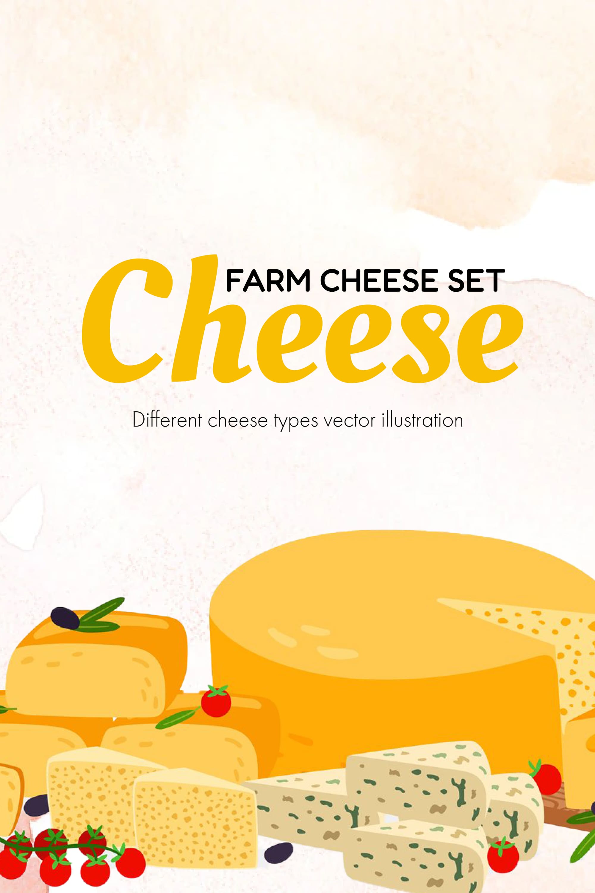 Pack of bright images of farm cheeses.