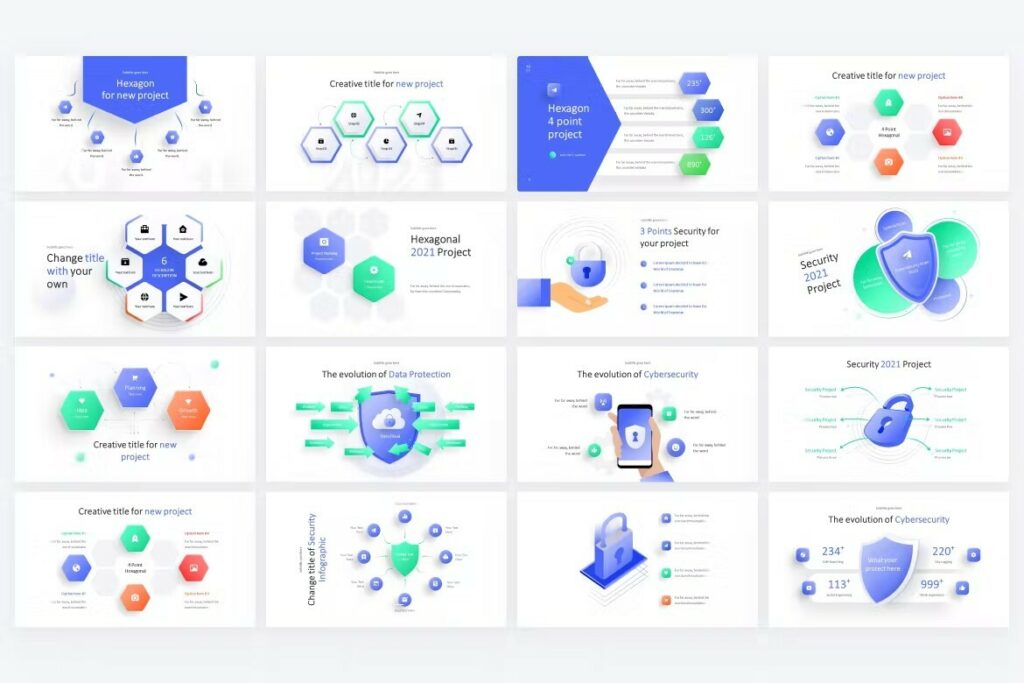 Security & Hexagonal Infographic Keynote Template – MasterBundles