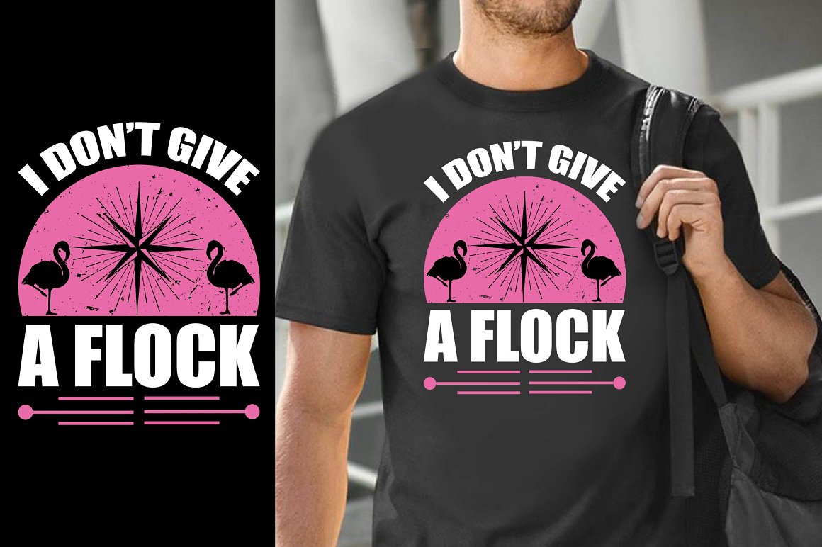 Black t-shirt with cute two flamingo print.