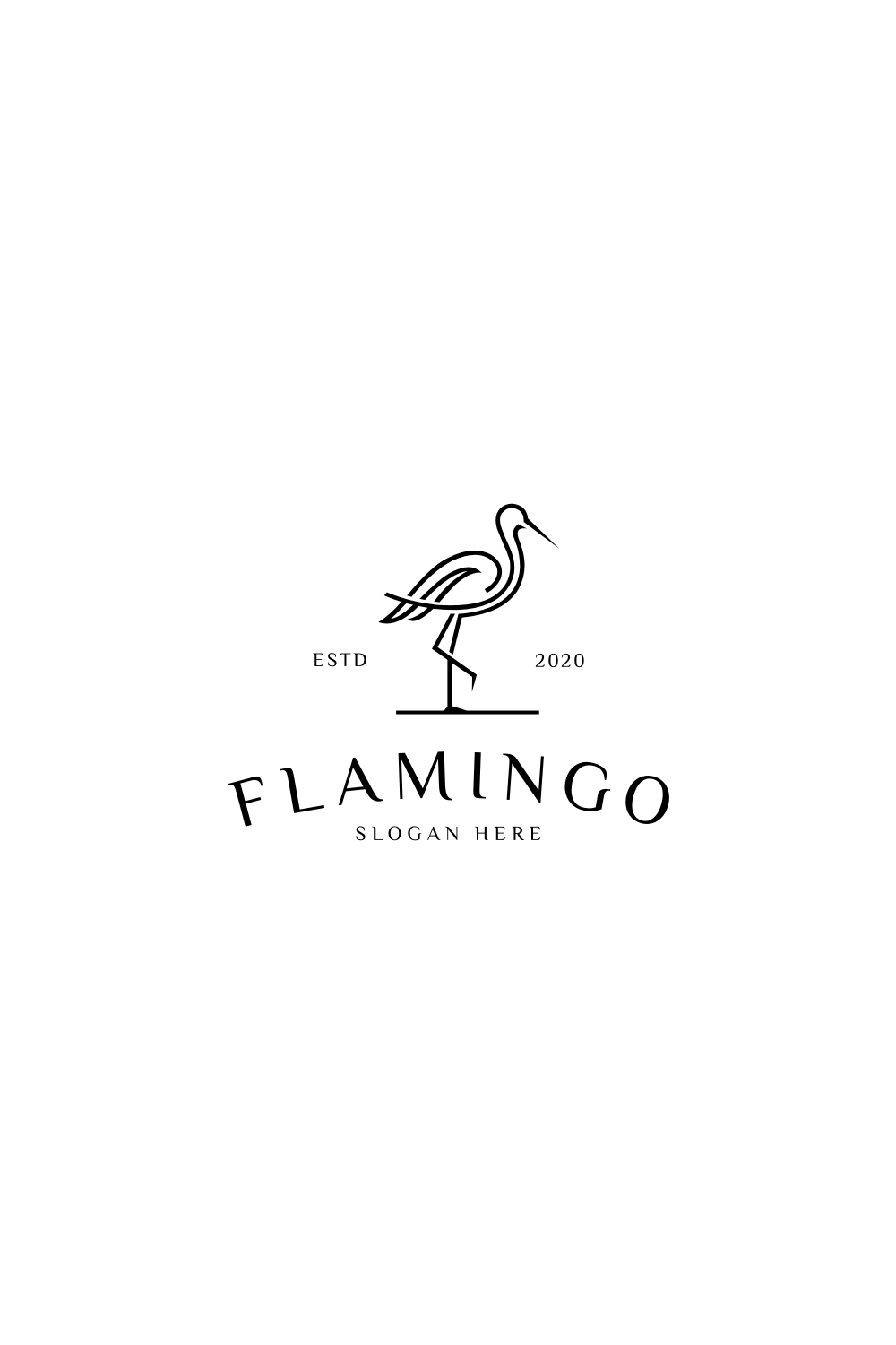 Pinterest image with Flamingo Animal Line Logo Vector.