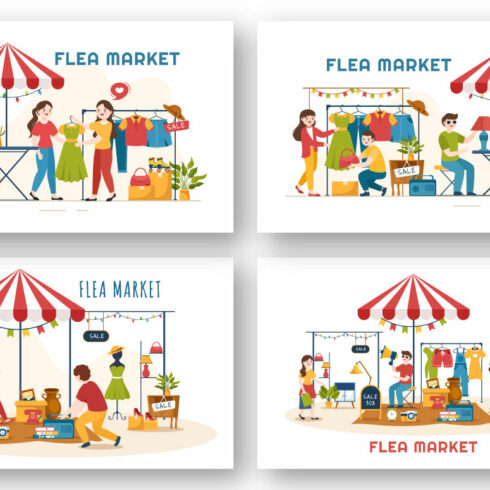 10 Flea Market Second Hand Shop Illustration | MasterBundles