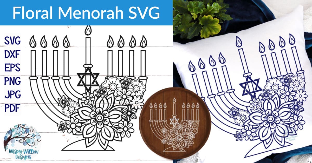 Floral Menorah SVG | Hanukkah Mandala SVG Cut File - Facebook.