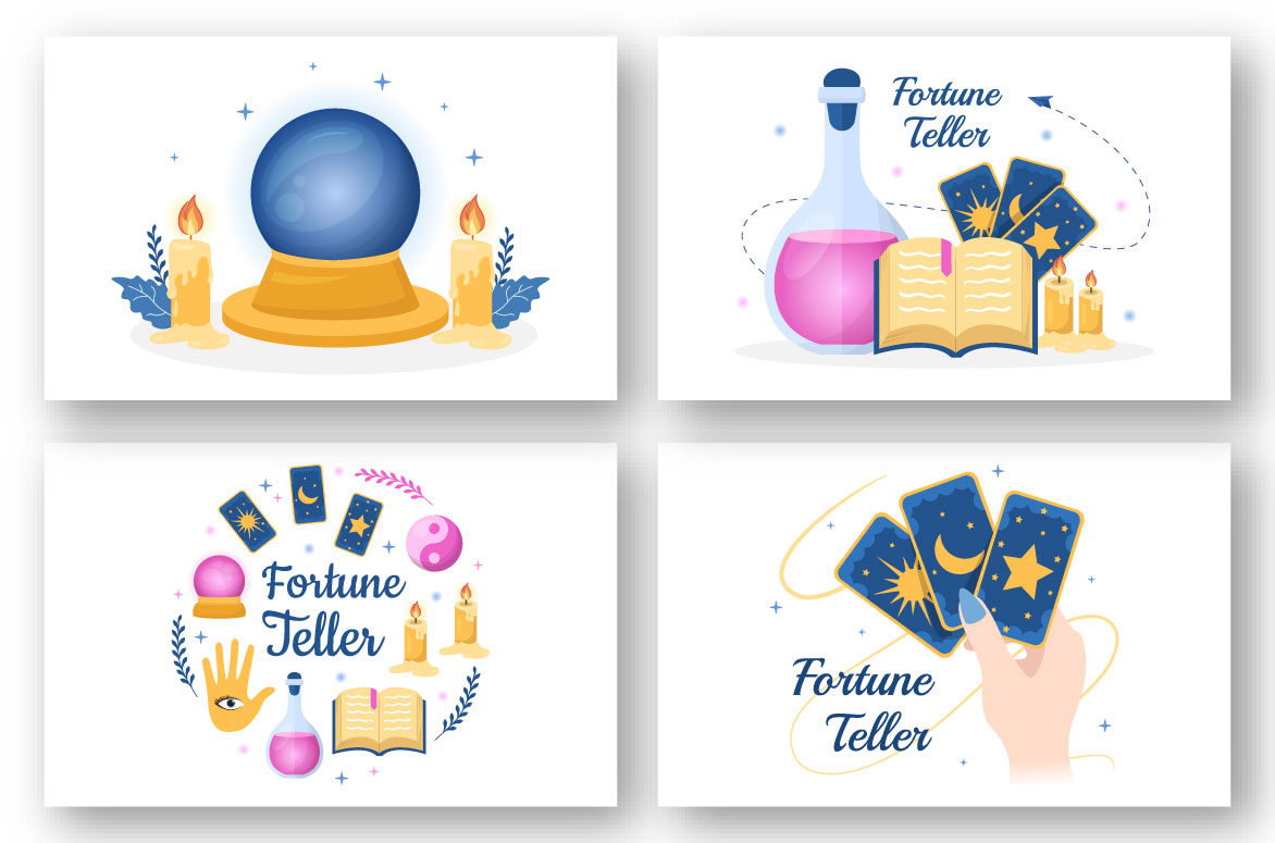 Fortune Teller Flat Illustration Preview image.