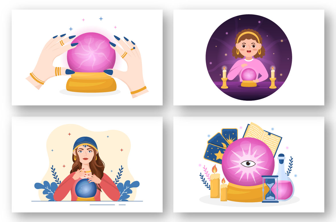 Fortune Ball Teller Flat Illustration Preview image.