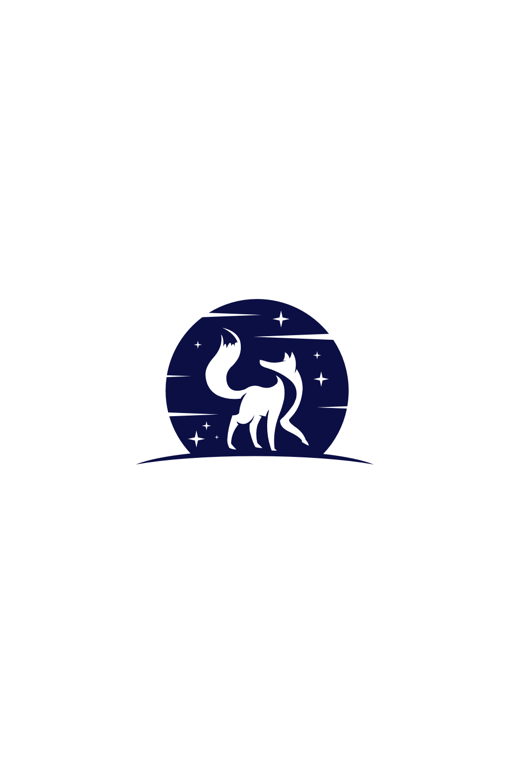 Creative Wolf at Night Logo Design Concepts Premium Vector pinterest image.