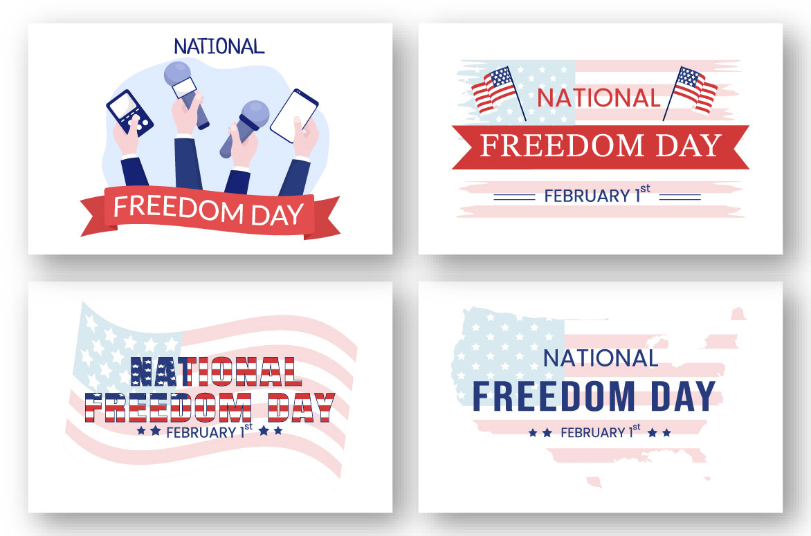 10 National Freedom Day Illustration for postcards.