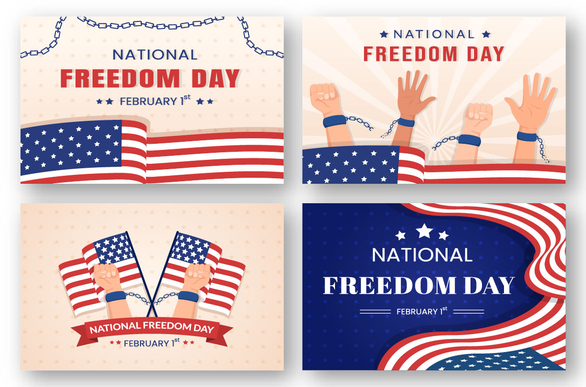 10 National Freedom Day Illustration for greeting cards.