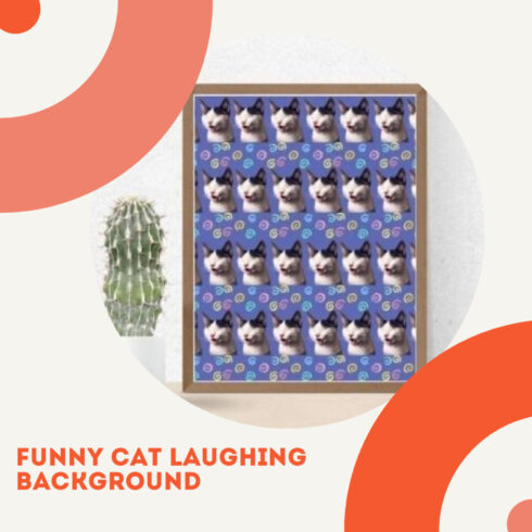 Funny Cat Laughing Background Pattern Graphic.