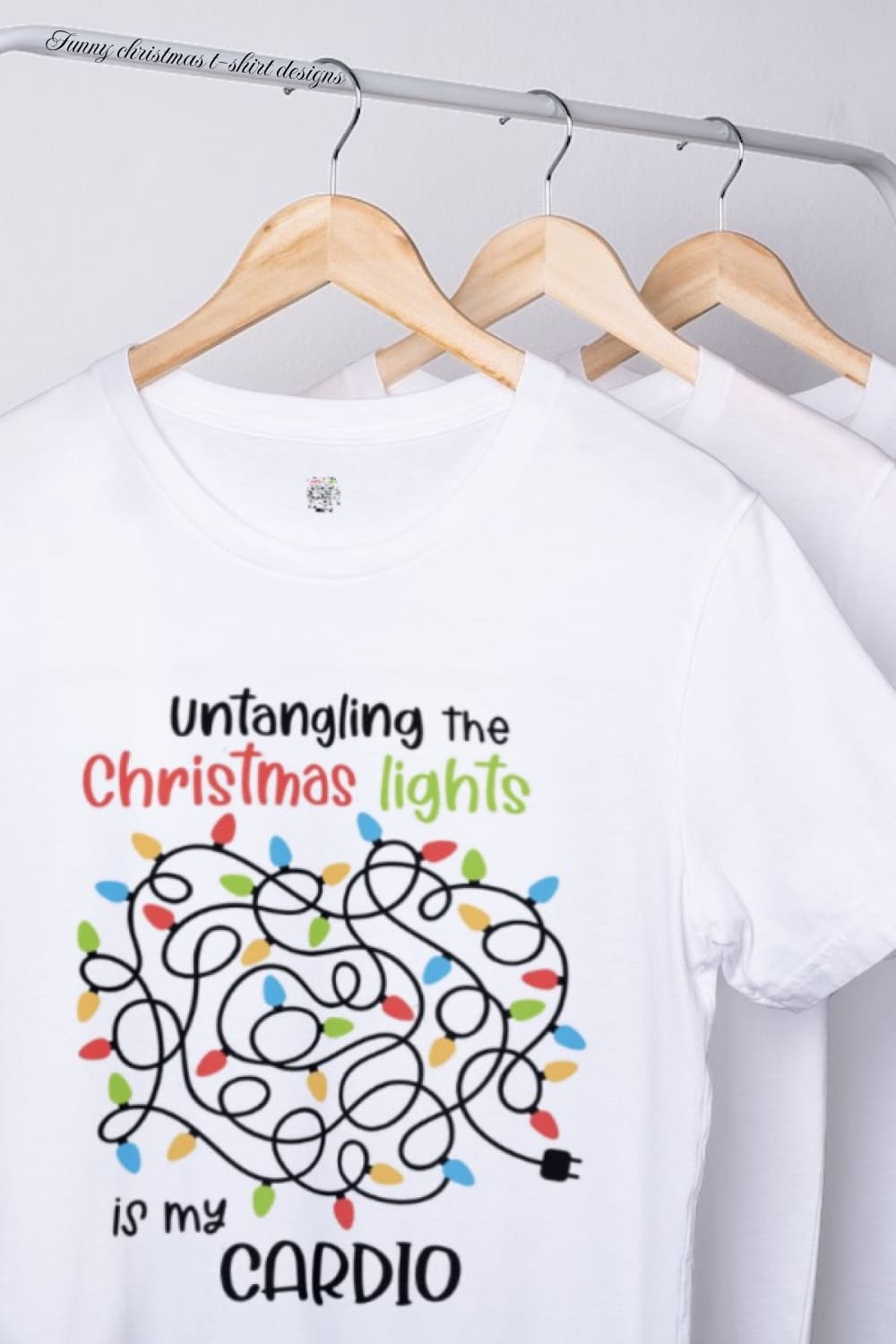 White T-shirts with beautiful Christmas lights print.