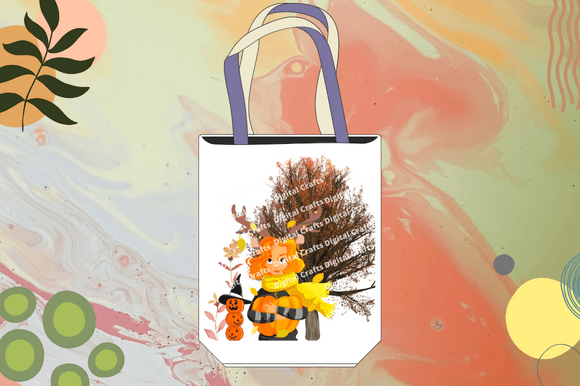 Cool eco bag with an autumn girl in a warm color.