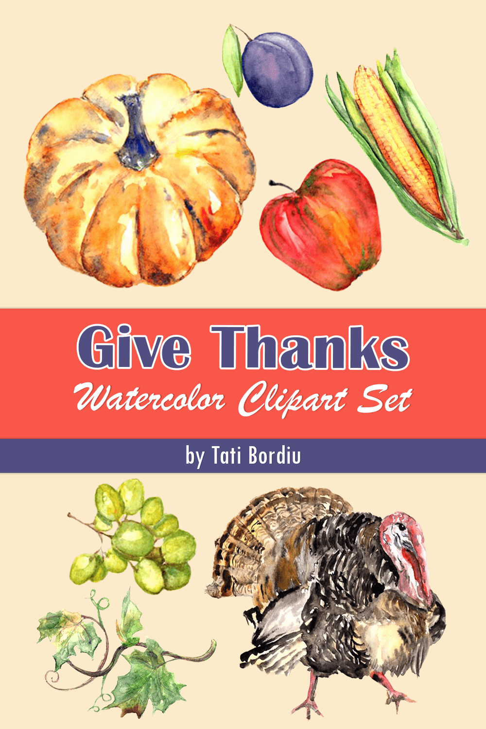 give thanks watercolor clipart set pinterest