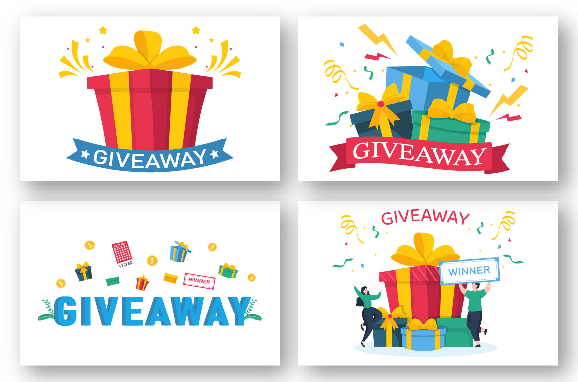 12 Giveaway Win a Prize Illustration collection.