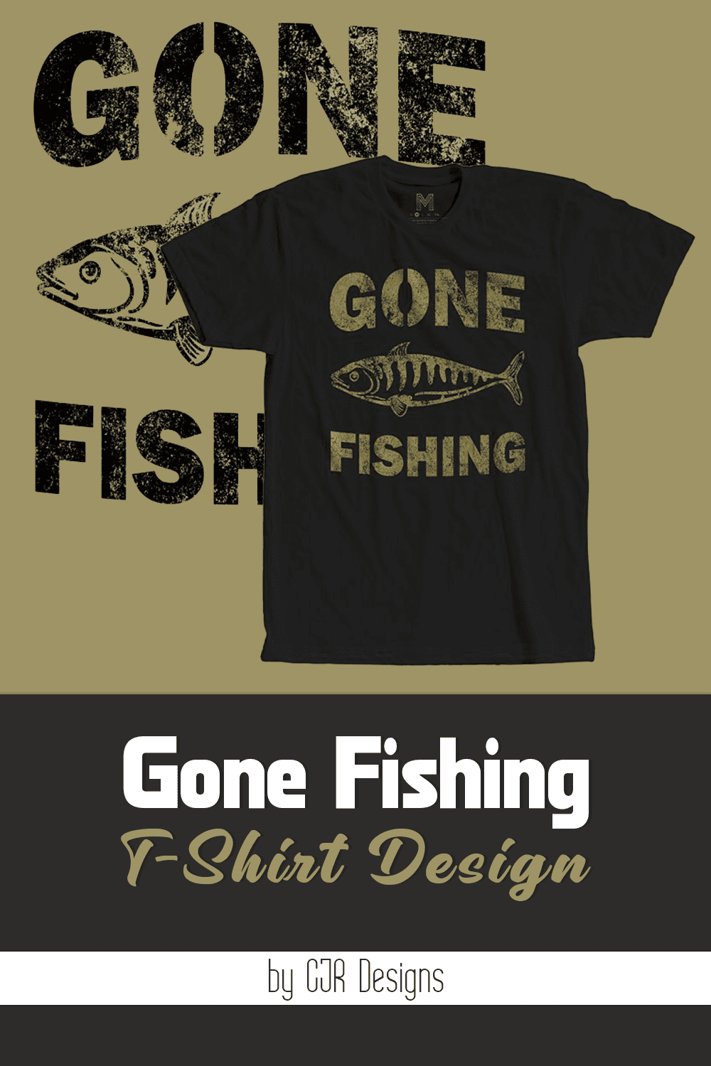 Black T-shirt with a beautiful image of a fish.
